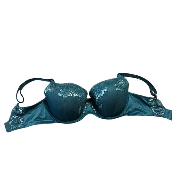 Body by Victoria Lace Lightly Lined Underwire Demi Bra Lingerie Dark Green 32DDD - Picture 1 of 4